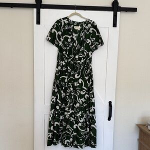 Anthropologie Green and White Maxi Dress